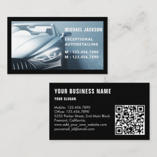 Luxury Auto Detailing Car Cleaning Repair QR Code  Business Card