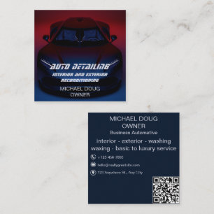 Luxury Auto Detailing Car Cleaning Repair QR Code  Square Business Card