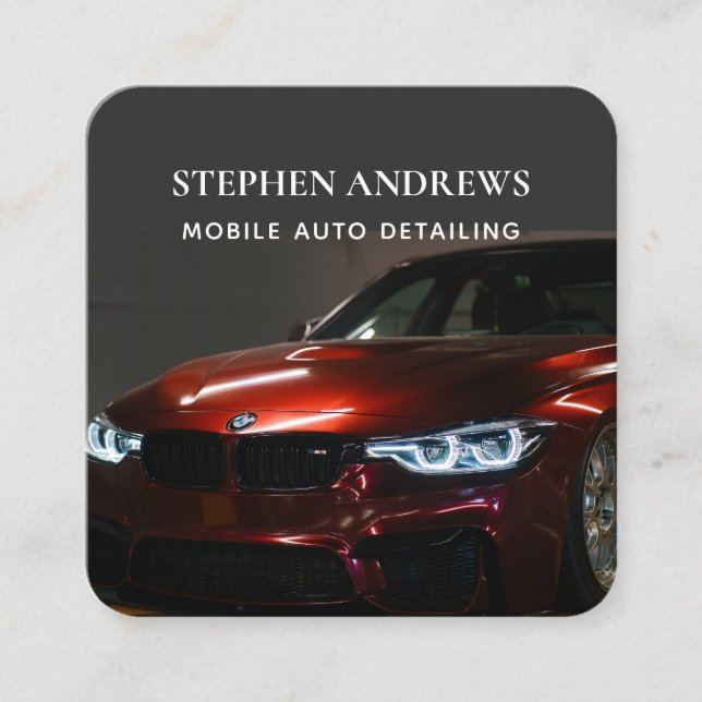Luxury Auto Detailing Car Cleaning Repair Square Business Card (Front)
