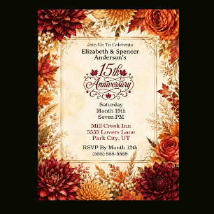 Luxury Autumn 15th Anniversary Party Invitation