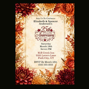 Luxury Autumn 25th Anniversary Party Invitation
