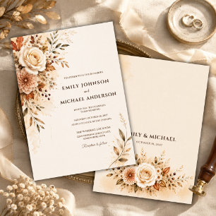 Luxury Autumn Floral Wedding Invitation