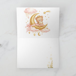 Luxury Baby Girl Shower Invitation Pink Gold Moon 