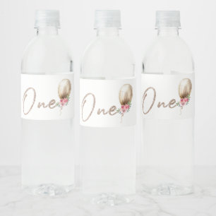 Luxury Balloon Glitter First Birthday Water Bottle Label