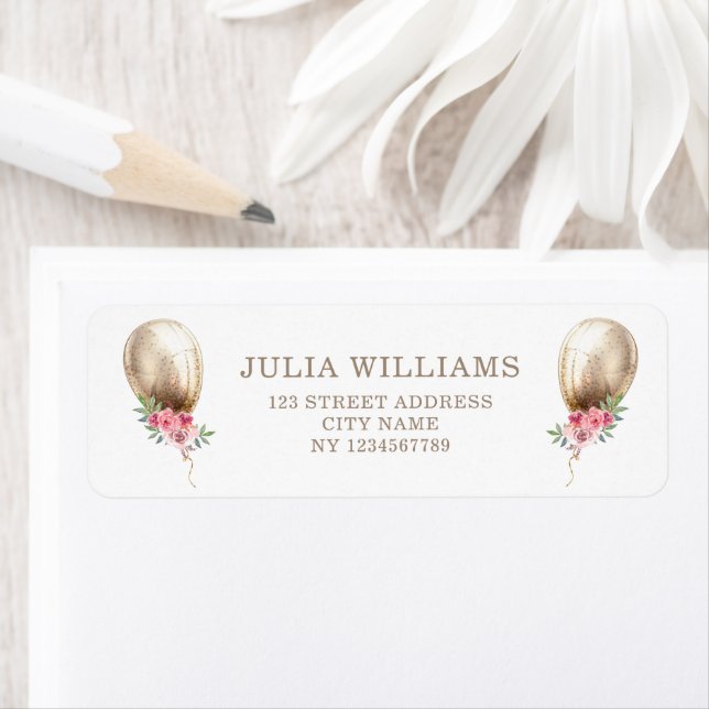 Luxury Balloon Glitter Party Return Address (Insitu)
