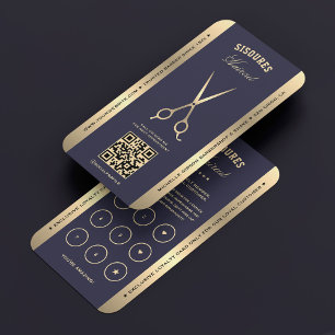 Luxury Barber Navy Gold Barbershop Loyalty Card