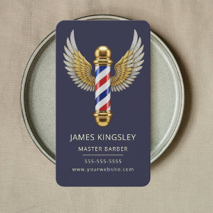 Luxury Barber Pole Haircut Professional Barbershop Business Card