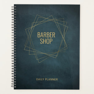 Luxury barber shop navy gold elegant planner