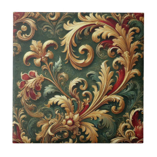 Luxury Baroque Damask Pattern Tile