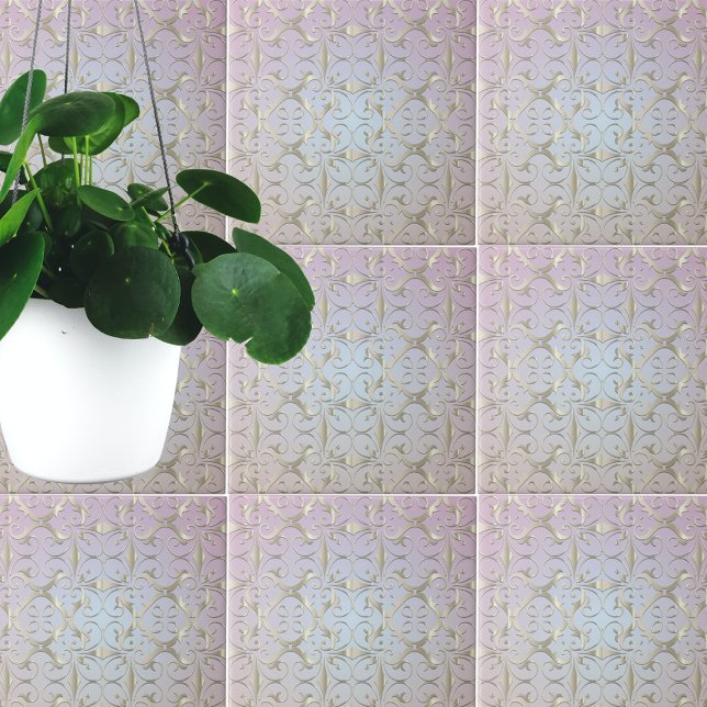 Luxury Baroque Gold Damask Pattern On Pastel Ombre Tile (Creator Uploaded)