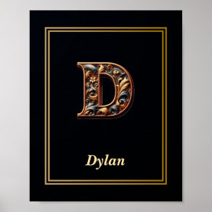 Luxury Baroque Letter D Monogram Poster 