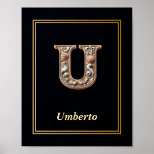 Luxury Baroque Letter U Monogram Poster 