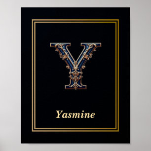 Luxury Baroque Letter Y Monogram Poster 