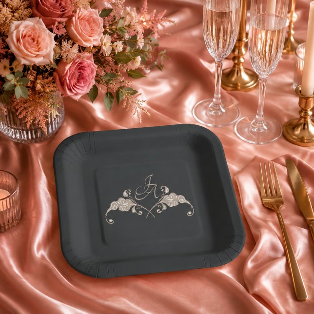 Luxury Baroque Square Wedding Paper Plate (Creator Uploaded)
