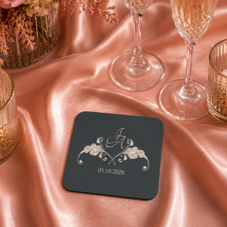 Luxury Baroque Wedding Paper Coaster