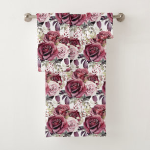Luxury Bath Towel Set Pamper Yourself w/ Flowers