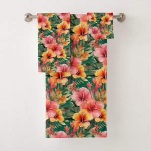 Luxury Bath Towel Set Pamper Yourself w/ Flowers