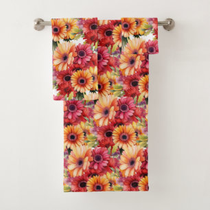 Luxury Bath Towel Set Pamper Yourself w/ Flowers