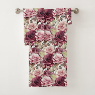 Luxury Bath Towel Set Pamper Yourself w/ Flowers