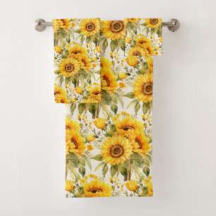Luxury Bath Towel Set Pamper Yourself w/ Flowers