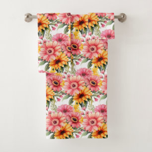 Luxury Bath Towel Set Pamper Yourself w/ Flowers