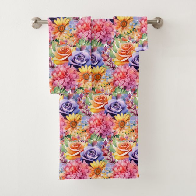 Luxury Bath Towel Set | Pamper Yourself w/ Flowers (Insitu)