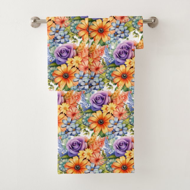 Luxury Bath Towel Set | Pamper Yourself w/ Flowers (Insitu)