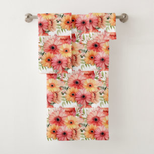 Luxury Bath Towel Set Pamper Yourself w/ Flowers