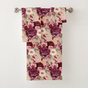 Luxury Bath Towel Set Pamper Yourself w/ Flowers