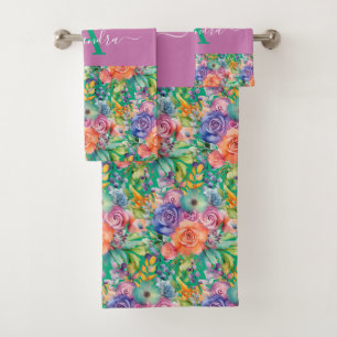 Luxury Bath Towel Set Pamper Yourself w/ Flowers