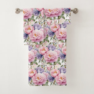 Luxury Bath Towel Set Pamper Yourself w/ Flowers