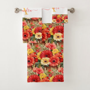 Luxury Bath Towel Set Pamper Yourself w/ Flowers