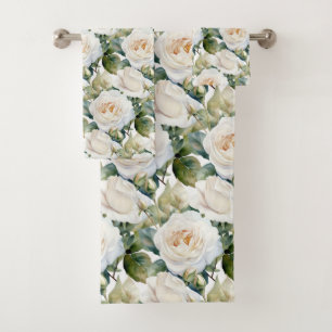 Luxury Bath Towel Set Pamper Yourself w/ Flowers