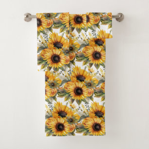Luxury Bath Towel Set Pamper Yourself w/ Flowers