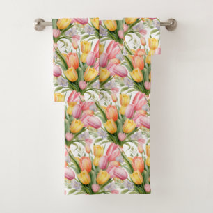 Luxury Bath Towel Set Pamper Yourself w/ Flowers