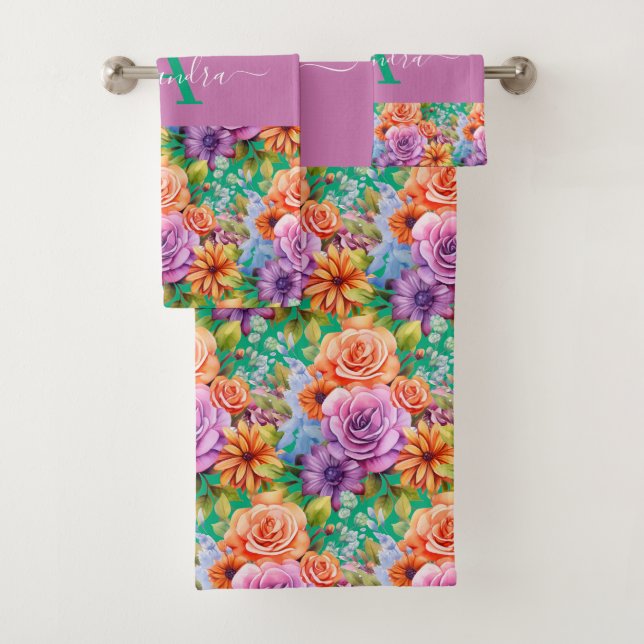 Luxury Bath Towel Set | Pamper Yourself w/ Flowers (Insitu)
