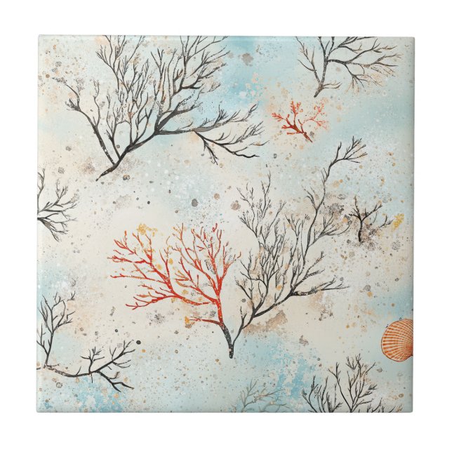 Luxury Beach Palette with Coral & Ocean Wave Tile (Front)