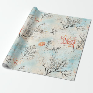 Luxury Beach Palette with Coral & Ocean Wave Wrapping Paper