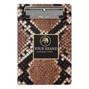 Luxury Beauty Salon Brand Brown Snake Skin  Mini Clipboard