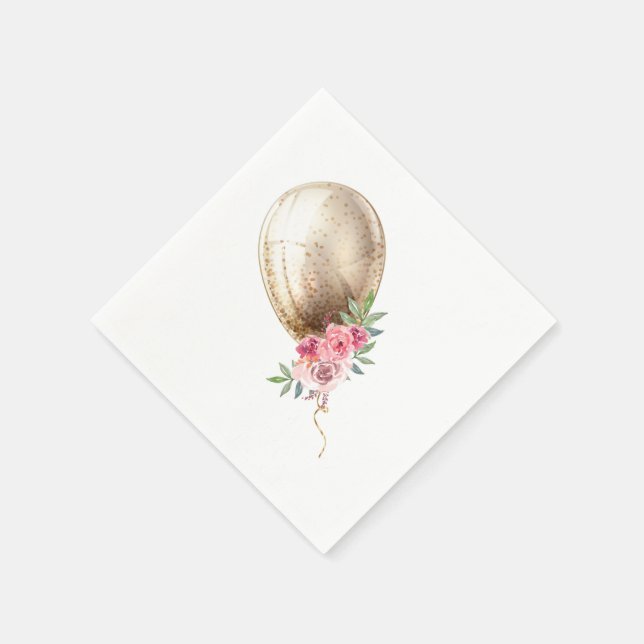 Luxury Beige Balloon Glitter Party Napkins (Corner)