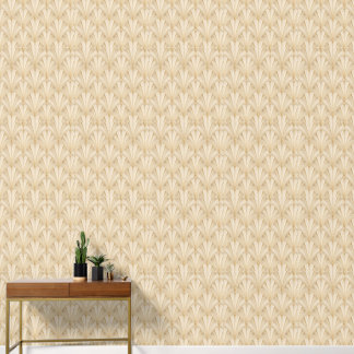 Luxury Beige Herringbone Geometric Wallpaper