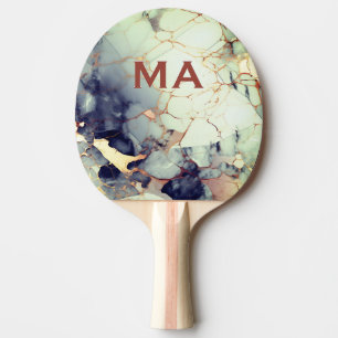 Luxury beige navy faux gold glitter marble art  ping pong paddle