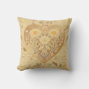 Luxury,Beigie Gold  Love Heart , Valentine'sDay Throw Pillow