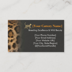 Luxury Bengal Cat Cattery Customizable Business Card