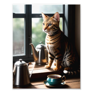 Luxury Bengal Cat Portrait by Window Photo Print