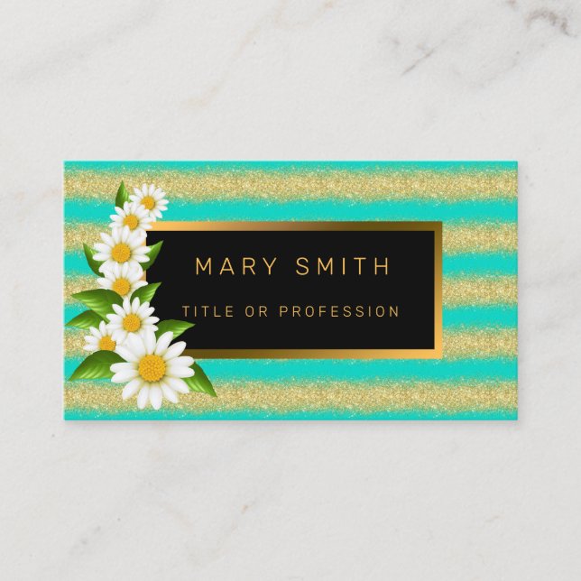 Luxury Best Popular Turquoise Gold Glitter Business Card (Front)