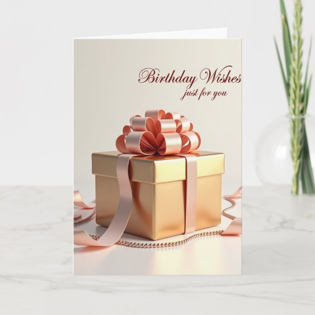 Luxury Birthday Golden Box Card (Front)