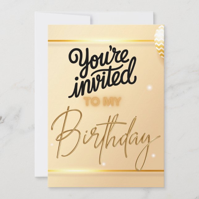 Luxury Birthday Invitation - Stylish Script & 3D (Front)