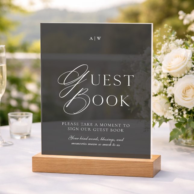 Luxury Black Acrylic Guest Book Sign (Créateur téléchargé)