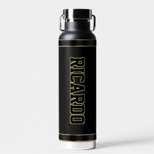 Luxury Black and Gold Add Name Thor Style Water Bottle
